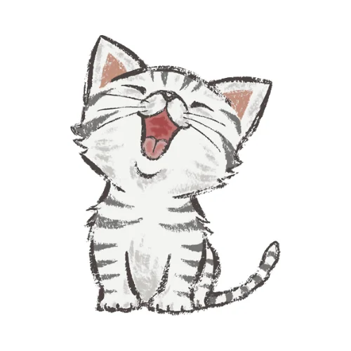 An illustrated cat that laughs
